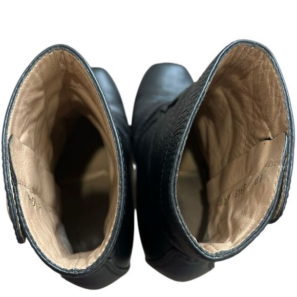 Proenza Schouler Black Leather Ankle Boots Size 35 Designer Heels Buckle & Zip - Picture 3 of 9